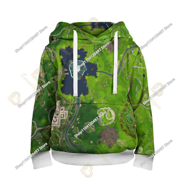 Bluza z kapturem Fortnite z nadrukiem dla dzieci 2-14Y, bluzy dla chłopców i dziewczynek, modna kurtka Harajuku, odzież dziecięca, gry, kostium cosplay