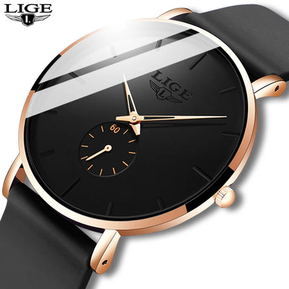 LIGE Herrenuhr – Sportlicher und trendiger Stil, Luxusmarke, wasserdicht, schlichtes und ultradünnes Design, Quarzuhr für Herren