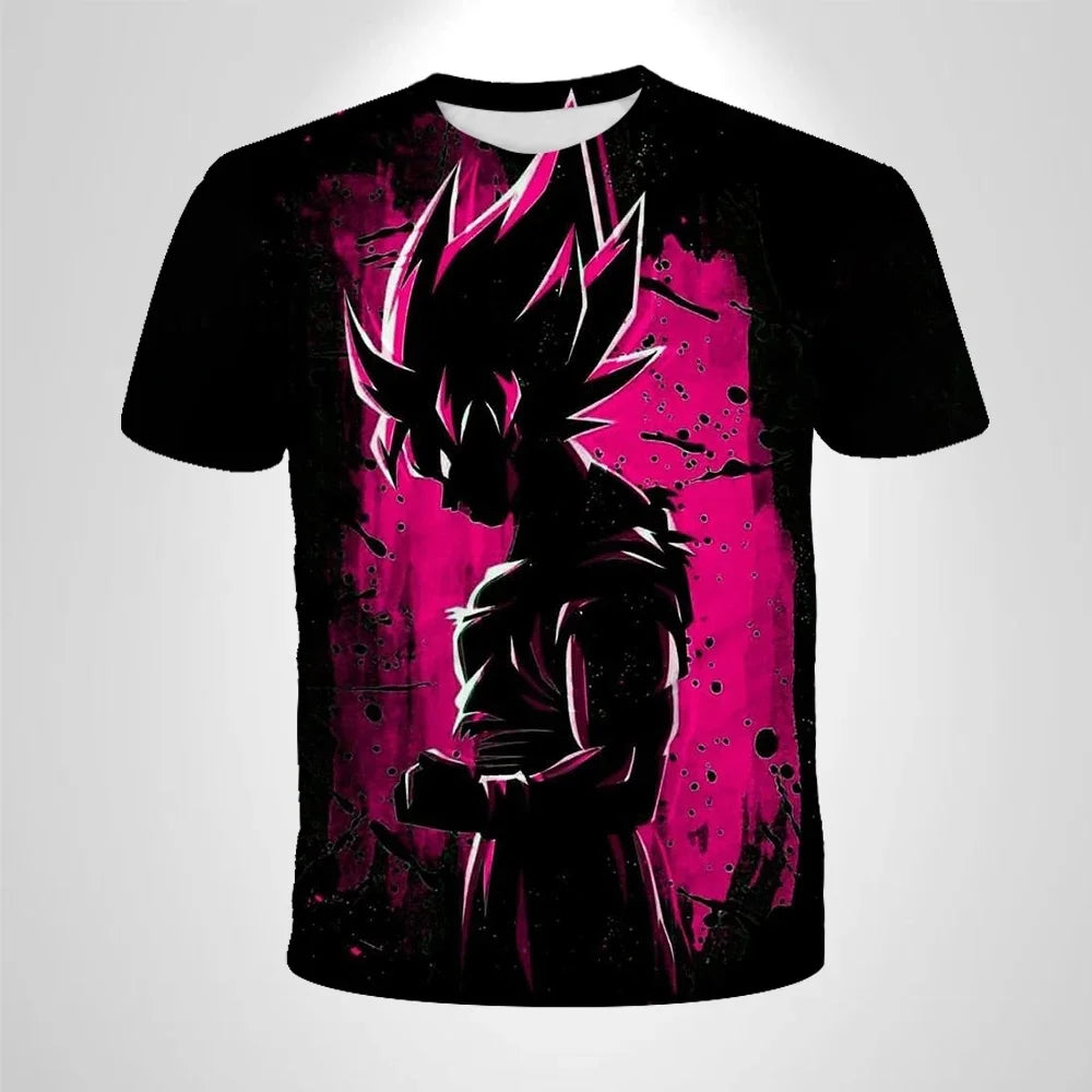 2026 Children's Breathable Short-sleeved Japanese Anime Dragon Ball Z Goku Goku Saiyan Men's Short-sleeved T-shirt,Sports Top