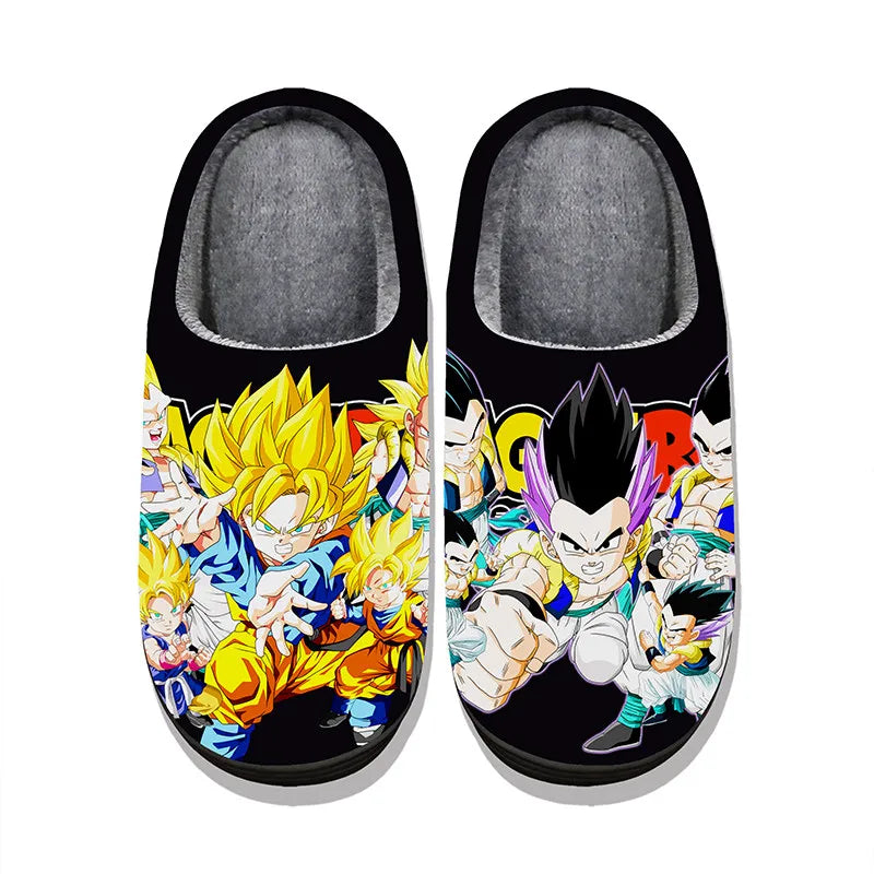 Anime Dragon Ball Plush Slippers Goku Vegeta Winter Fuzzy Warm Cotton Shoes Cute Cosplay Men Home Indoor Non-Slip Slipper Gifts
