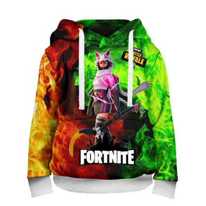 Sweatshirt com capuz Fortnite para homem, estampado 3D, moda Battle Game, para rapazes e raparigas, estilo hip hop, casaco casual masculino