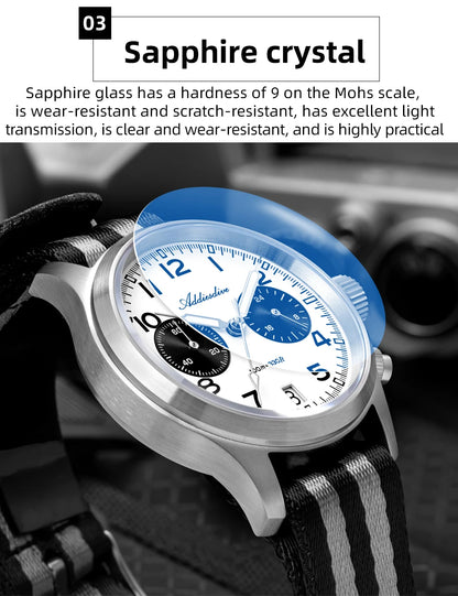 ADDIESDIVE 2025 New Panda Eye Men's Watches Retro Luxury VK64 Quartz Watch Sport Chronograph 100M Waterproof Luminous