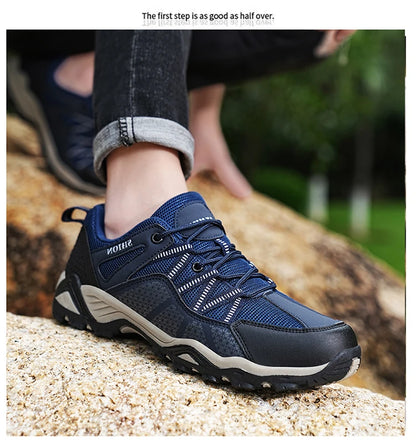 Marken-Wanderschuhe für Herren, atmungsaktive Mesh-Reiseschuhe, wasserdichte Outdoor-Schuhe für Jagd und Angeln, Berg-, Offroad-, Reit- und Sportschuhe