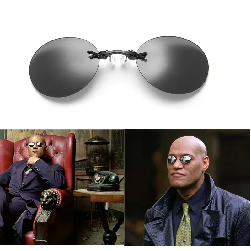 Kulaté bezrámové sluneční brýle pro muže Matrix Morpheus Pánské klasické brýle s nosní sponou Mini bezrámové značkové designové brýle UV400