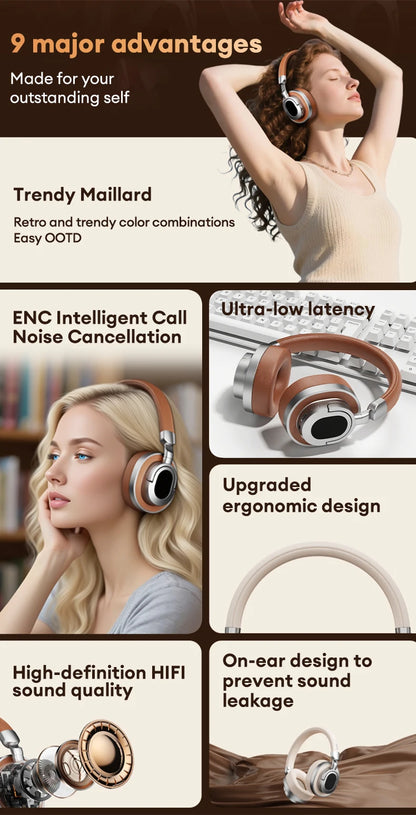 Lenovo LE602 Bluetooth 6.0 Over-Ear-Kopfhörer – HiFi-Stereo-ANC-Gaming-Headset kabellos & kabelgebunden mit ENC-HD-Mikrofon