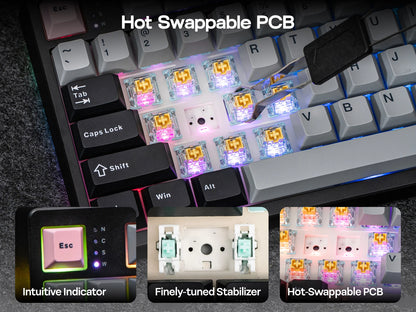 EPOMAKER TH108 PRO 100% Full-Sized Hot-Swap Wired/BT/2.4Ghz Wireless Mechanical Keyboard with Screen & Knob 10000mAh Battery