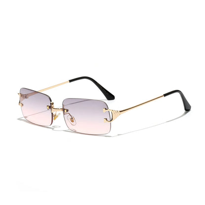 Ruiao 2026 rimless sunglasses UV400 fashion square metal glasses for men women designer man's brand sun shades for outdoor