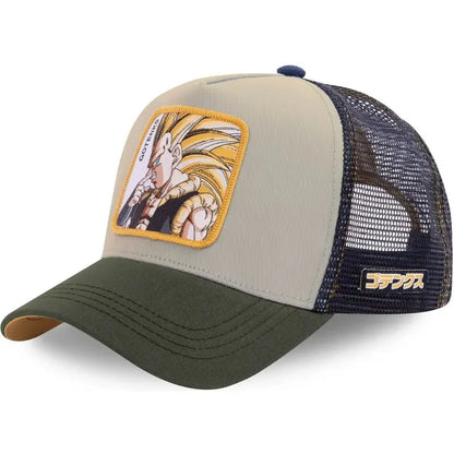 Czapka z motywem Dragon Ball Son Goku – letnia czapka podróżna z daszkiem, męska czapka z haftem w stylu hip-hopowym, z daszkiem przeciwsłonecznym, regulowana czapka typu trucker z siateczką