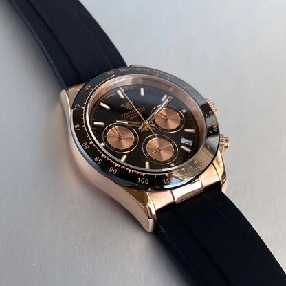 Reloj de lujo para hombre VK63 con movimiento de cuarzo, cronógrafo de negocios, 39mm, acero/oro rosa, fecha, esfera luminosa y cronógrafo completo