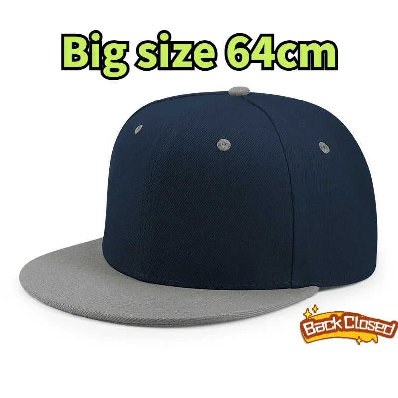 Duża czapka skateboardowa z zapięciem z tyłu dla mężczyzn, o obwodzie 64 cm, dopasowana czapka baseballowa XXL, męska czapka typu snapback w dużym rozmiarze, gładka czapka futbolowa, 60 cm, 62 cm