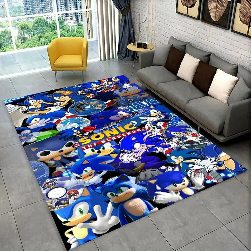 Classic Game S-Sonic Cartoon Non-Slip Area Rug for Living Room,Bedroom,Playroom,Soft Carpet Floor Mat Home Decor Rug Kids Room