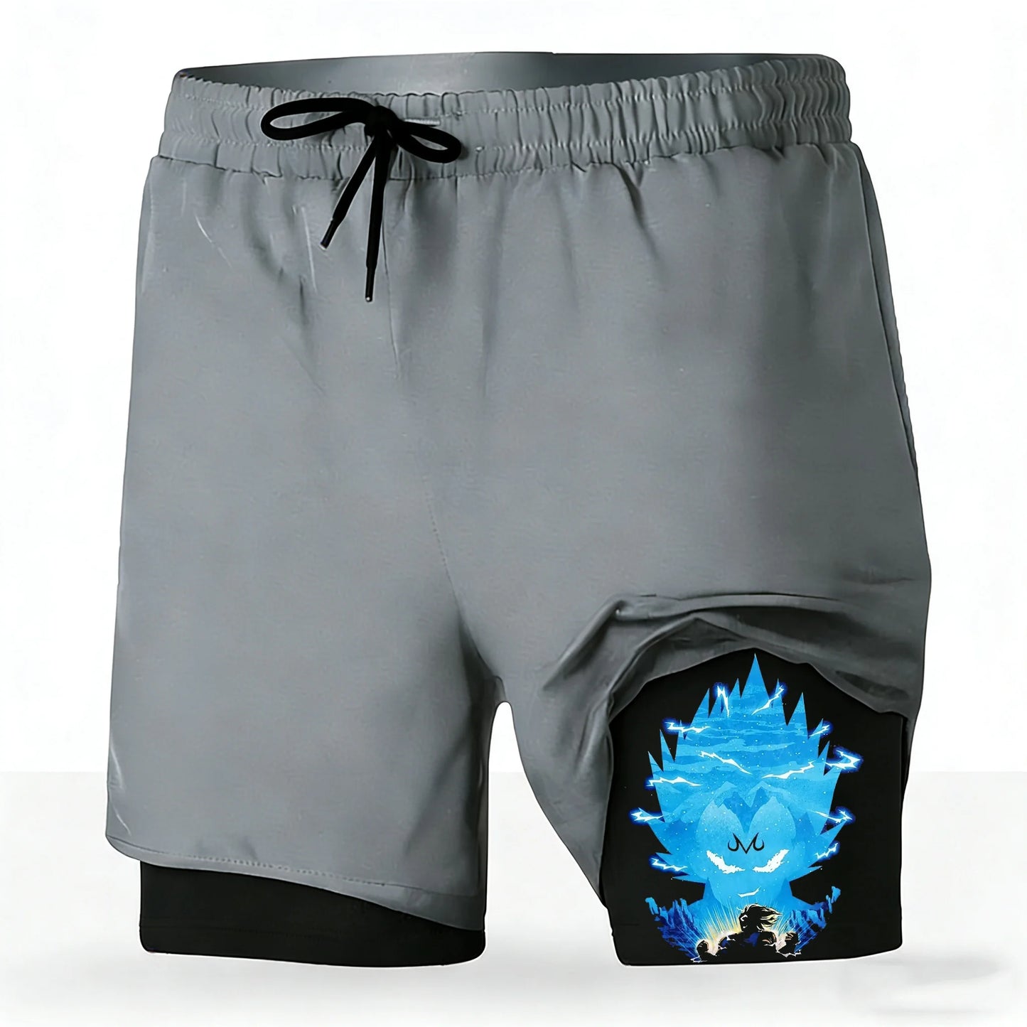 Men's Dragon Ball Anime 2-in-1 Running Shorts Majin Vegeta Print Quick Dry Athletic Workout Shorts 2026 New Unisex