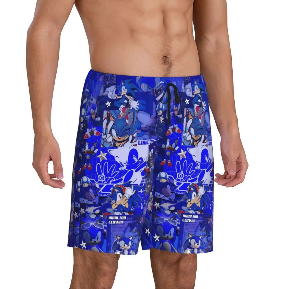 Custom Shadow The Hedgehog Sonic Poster Short Pajama Pants Men Sleepwear Sleep Lounge Bottom Shorts Sleeping Pants