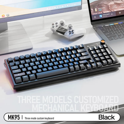 SMAILWOLF MK95 Bluetooth 무선 한국어 맞춤형 기계식 키보드 e-스포츠 3 모드 노트북 오피스 게임 풀 키 핫 스왑 가능 RGB 조명 효과