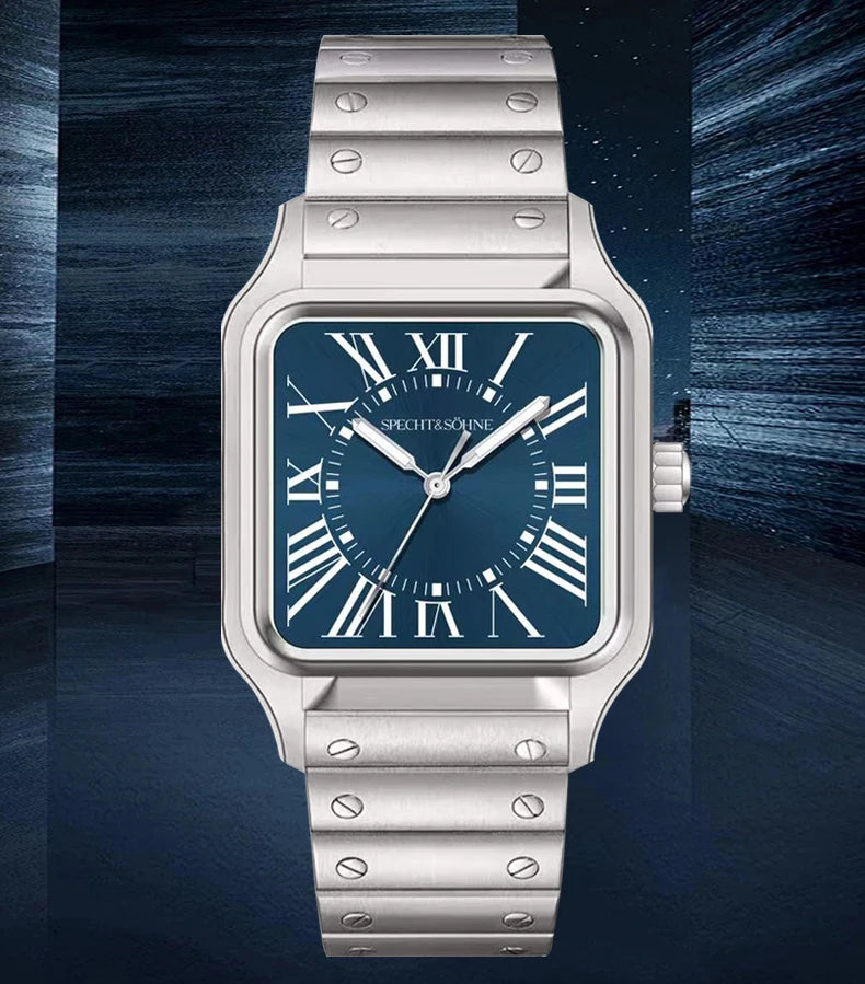 2025 New 34MM Specht & Söhne Quartz Watch Japan VH31 Movement Sapphire Blue Color Ultrathin Stainless Steel Men's Watch