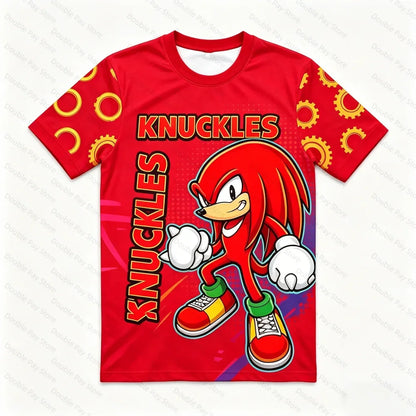 2026 Sonic 3D Print T-Shirt, Kids Cartoon Graphic Short Sleeve Tee, Men's Summer Casual Athletic T-Shirt