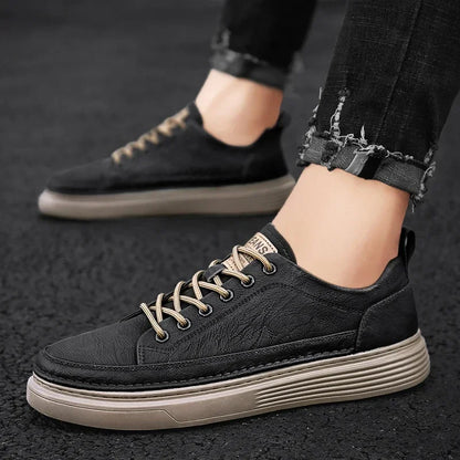 Classic Men's Sneakers Platform Slip-On Casual Leather Sneakers New Comfort Flat Spring Loafers Shoes