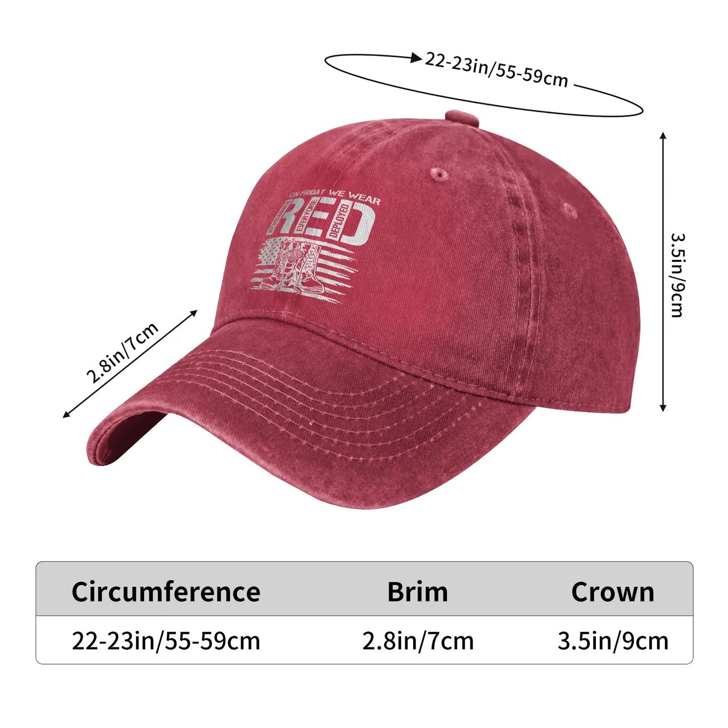 On Friday We Wear Red Friday Military Support Troops US Flag Casual Baseball Cap Summer  Trucker Hat Sunscreen  Gym Hip Hop Hats