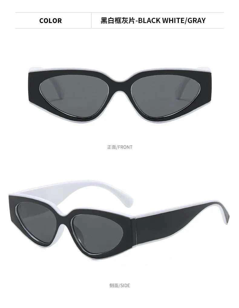 Sluneční brýle ve stylu steampunk Cat Eye pro ženy a muže, černobílé obroučky, módní sluneční brýle, módní retro vintage doplňky, sluneční brýle, brýle