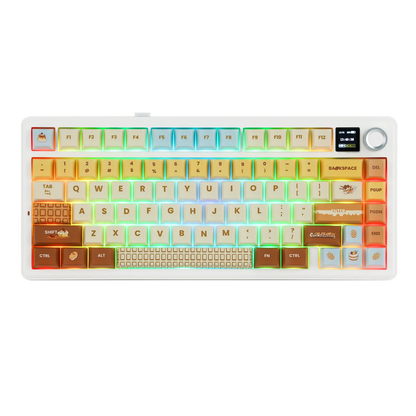 EPOMAKER X AULA F75 MAX kompakte mechanische Tastatur im 75-%-ANSI-Layout, kabelgebunden/Bluetooth/2.4GHz kabellos, mit TFT-Bildschirm und Drehregler