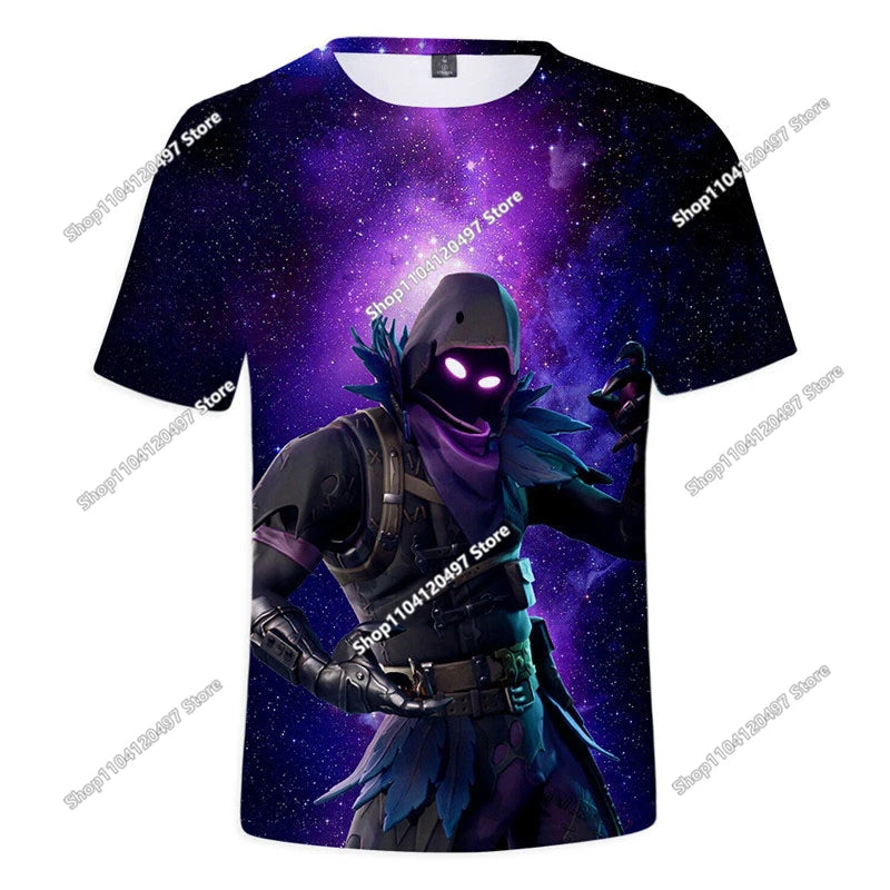 T-shirt de Verão para Criança Battle Royale Fortnite Hero Victory 3D — T-shirt para Rapazes, Raparigas e Bebés
