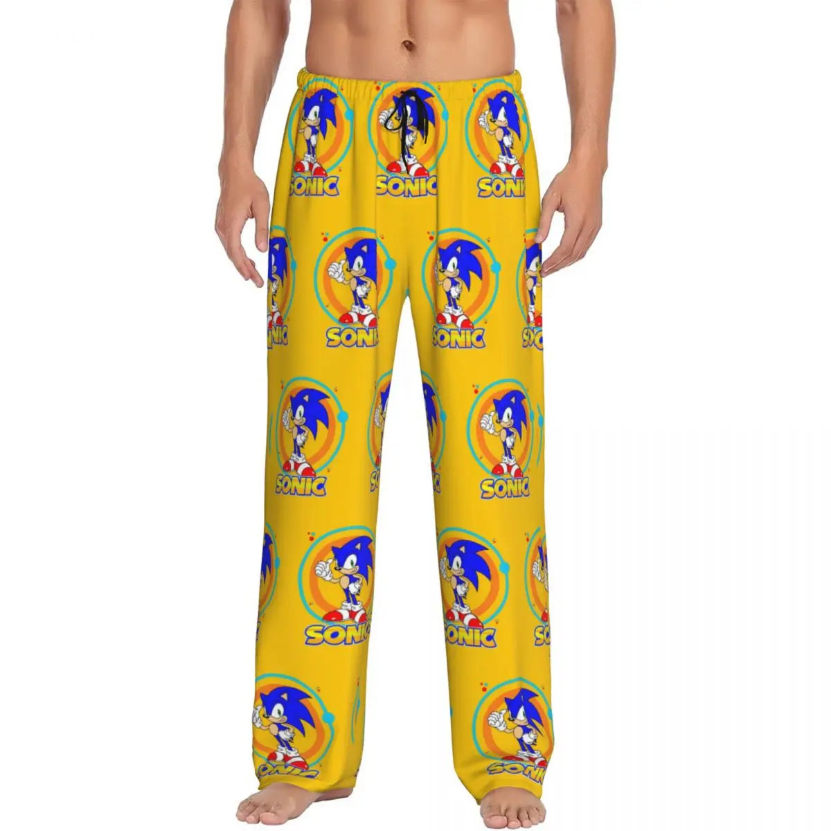 Custom Print Men's Soniced Pajama Pants Hedgehog Game Sleepwear Sleep Lounge Bottoms with Pockets