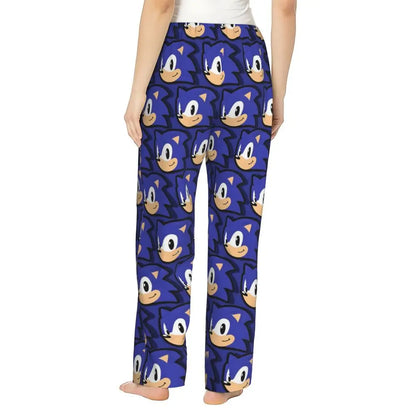 Custom Printed Womens Soniced Pajama Pants Hedgehog Game Sleepwear Sleep Lounge Bottoms with Pockets