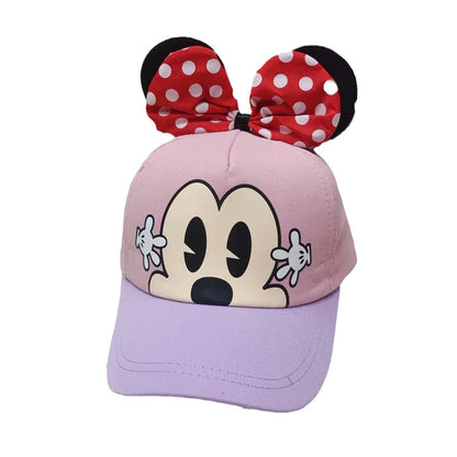 Casquette de baseball Disney Minnie Mickey Anime en coton et polyester, avec personnage de dessin animé, visière, pour déguisement, cadeau d'anniversaire pour enfants