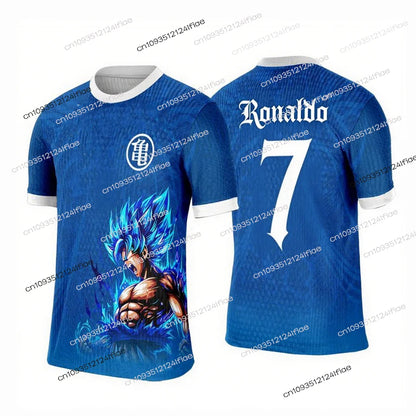 2025 New Arrival Dragon Ball Z Cartoon Kids Short Sleeve Top Super Saiyan Special Production Ronaldo No7 Football Jersey T-shirt