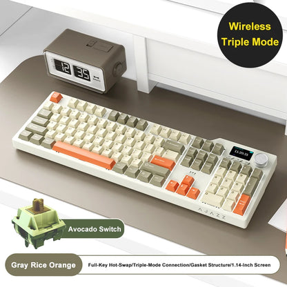 Neue AJAZZ AK35I V3 MAX Tri-Mode kabelgebundene Bluetooth-Wireless-Gaming-Tastatur mit Gasket-Struktur, Full-Key-Hot-Swap, 104 Tasten, individuell anpassbare Tastatur