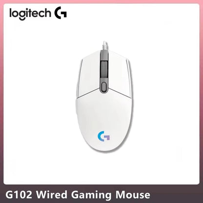 Logitech G102 G203 laidinė žaidimų pelė, 2.1 metro ilgio laidas, 8000 DPI, RGB efektai, skirta PC, nešiojamajam kompiuteriui, biurui ir gamer’iams, lanksti