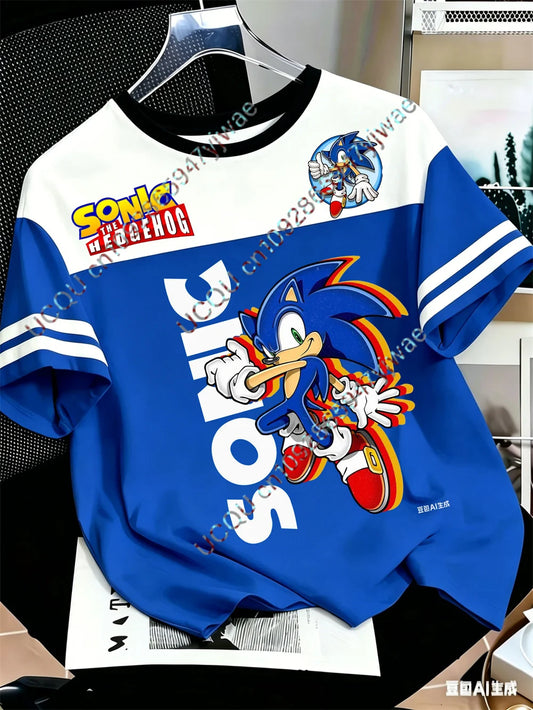 Blue The Hedgehog Sonic Tails 3d Graphic Printed Jersey Anime Game Fan Tee Fashion Street Wear Y2k Top Adult Children'S T-Shirt