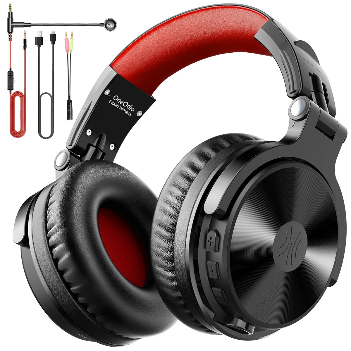 OneOdio 110H kabelloses Bluetooth 5.2 Gaming-Headset – 110H Akkulaufzeit, Over-Ear-Kopfhörer mit tiefem Bass und Mikrofon, kabelgebundenes & kabelloses 2-in-1-Headset für PC und PS4