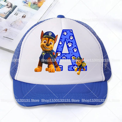 Casquettes de baseball en maille PAW Patrol : Chase, personnage de dessin animé, lettres, pour adultes et enfants, casquettes de sport, anime, été, protection solaire, visière, cadeau pour garçon et fille