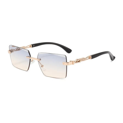 Occhiali da sole rettangolari senza montatura alla moda per donna e uomo, occhiali da sole di lusso, occhiali da sole quadrati per donna e uomo, occhiali da spiaggia e da viaggio