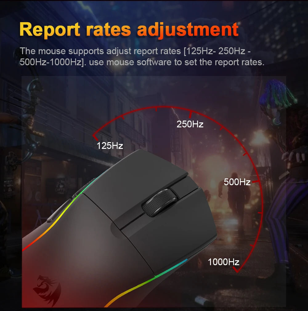 REDRAGON DEICIDE M816 PRO RGB USB gaming miš s podrškom za Bluetooth i 2.4G bežično povezivanje, 26000 DPI, 6 tipki, za gamere, žičani miš za računalo