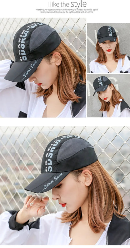 Unisex Wide Brim Mesh Baseball Cap Breathable Quick-drying Peaked Cap Adjustable Hip Hop Hats Outdoor Sports