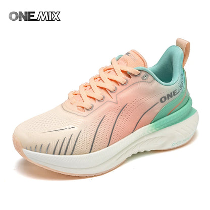 ONEMIX Damskie trampki Czarne oddychające buty do biegania dla kobiet Markowe Bezpłatna wysyłka Różowe modne buty sportowe z amortyzacją