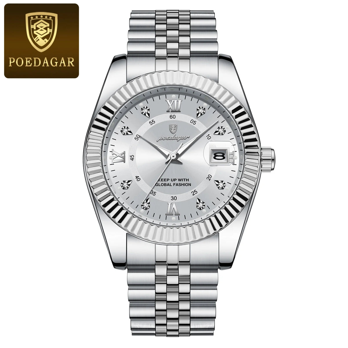 Orologio da uomo POEDAGAR – Modello di lusso, impermeabile, in acciaio inossidabile, con quadrante luminescente, stile militare, datario, movimento al quarzo, ideale per il lavoro o le occasioni professionali.