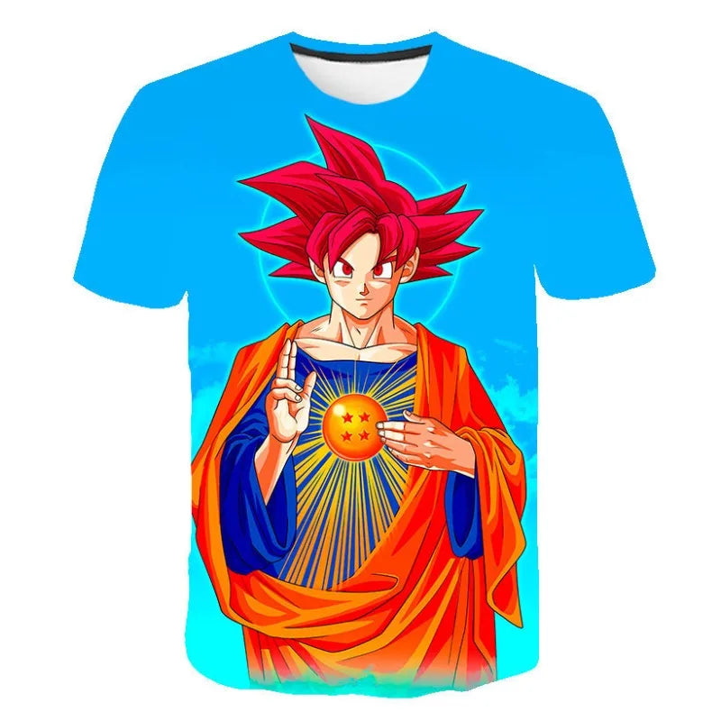 Hot Sale Anime Son Goku Vegeta T-shirt Adult T-shirts Kids Dragon Ball T Shirt Boy Tops Tee Children Clothes Summer Short Sleeve