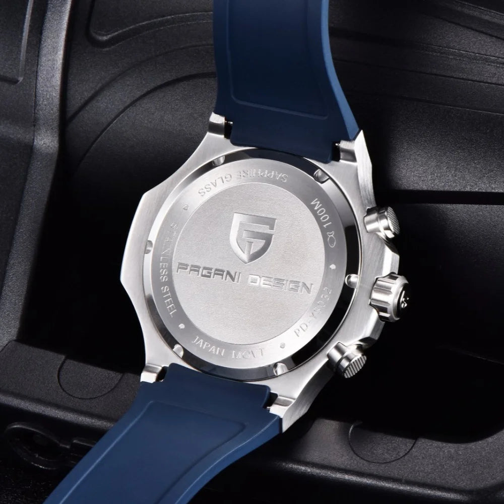 PAGANI DESIGN PD-YS032 Herren-Quarzuhr 44mm Japan VK64 Uhrwerk Edelstahlgehäuse Kautschukarmband Saphirglas 100M wasserdicht
