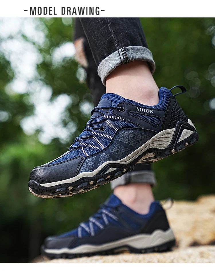 Marken-Wanderschuhe für Herren, atmungsaktive Mesh-Reiseschuhe, wasserdichte Outdoor-Schuhe für Jagd und Angeln, Berg-, Offroad-, Reit- und Sportschuhe
