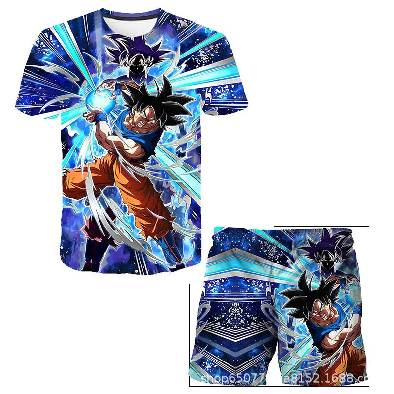 Dragon Ball T-shirt Children's Set Anime Character Wukong Super Sailor Set Boys' T-shirt Children's Summer Set