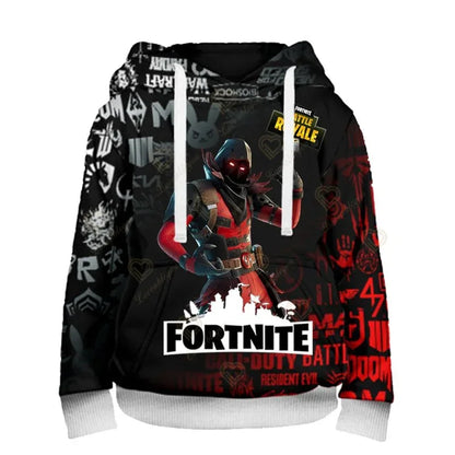 Fortnite-fanien huppari 3D Battle Royale -printillä – cosplay Victory -painettu huppari miehille, naisille ja lapsille, hupullinen streetwear-collegepaita