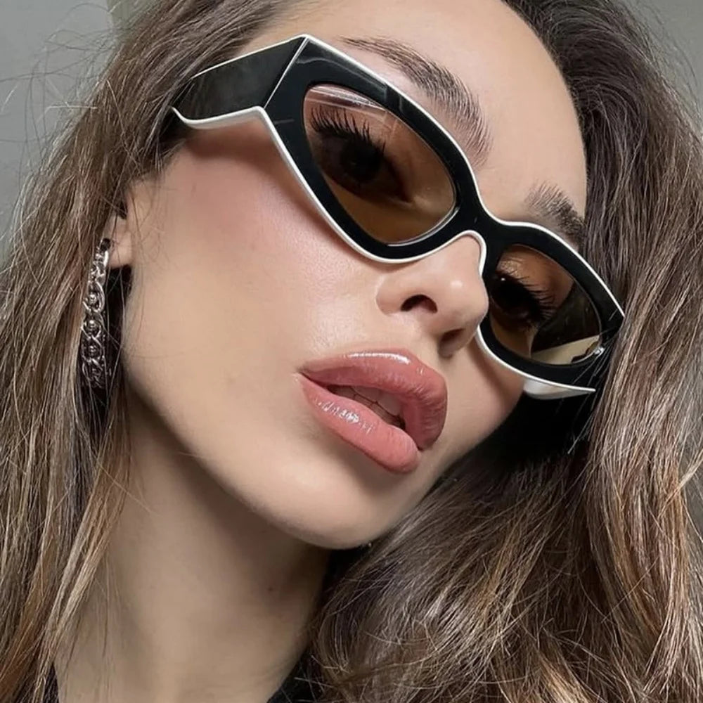 Sluneční brýle ve stylu steampunk Cat Eye pro ženy a muže, černobílé obroučky, módní sluneční brýle, módní retro vintage doplňky, sluneční brýle, brýle