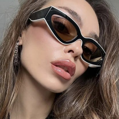 Sluneční brýle ve stylu steampunk Cat Eye pro ženy a muže, černobílé obroučky, módní sluneční brýle, módní retro vintage doplňky, sluneční brýle, brýle