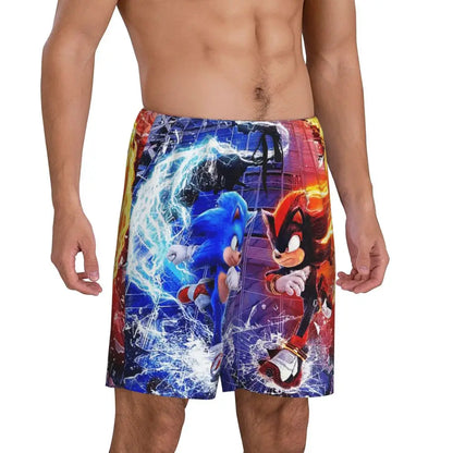 Custom Shadow The Hedgehog Sonic Poster Short Pajama Pants Men Sleepwear Sleep Lounge Bottom Shorts Sleeping Pants