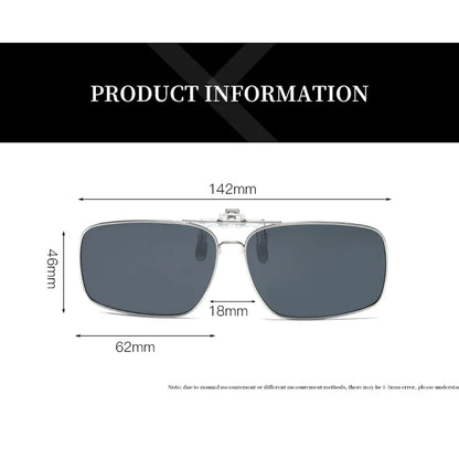 REXXAR Mens Metal Clip on Sunglasses Polarized Eyeglasses UV400 Women Square Night Vision Driving Sun Glasses