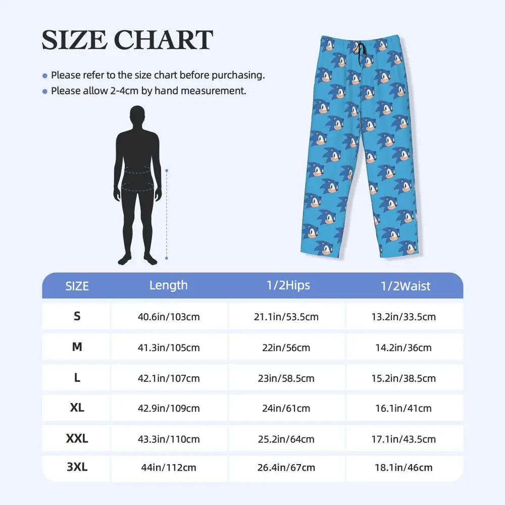 Custom Print Men's Soniced Pajama Pants Hedgehog Game Sleepwear Sleep Lounge Bottoms with Pockets