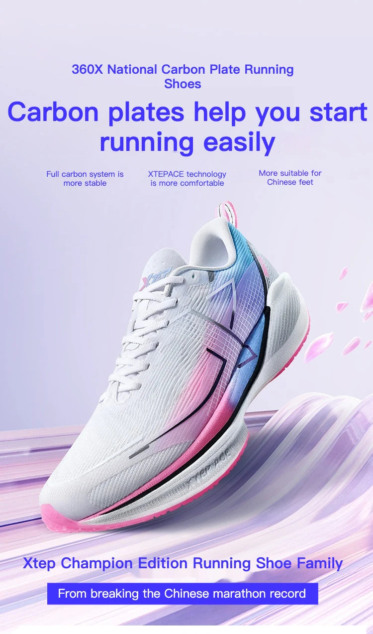 Xtep 360X professionelle Laufschuhe für Herren, Carbon-Platte, Marathon-PB-Sportschuh, leichtes ETPU-Material, Sneakers 976119110080